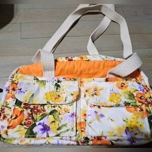 Shirley‎ Shephard Floral Cloth Purse Small Utility Baby Travel Bag 11"x7"x3.5